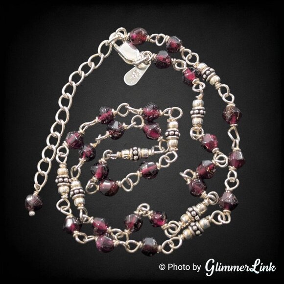 Silpada Garnet Sterling Silver Faceted Beaded Necklace - Picture 1 of 13
